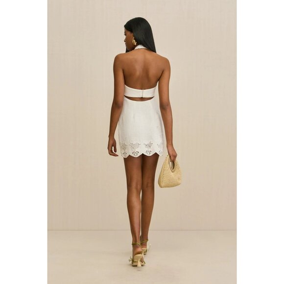 Cult Gaia Kailani Dress in Off White 6 New Womens Halter Mini Linen - Picture 15 of 16